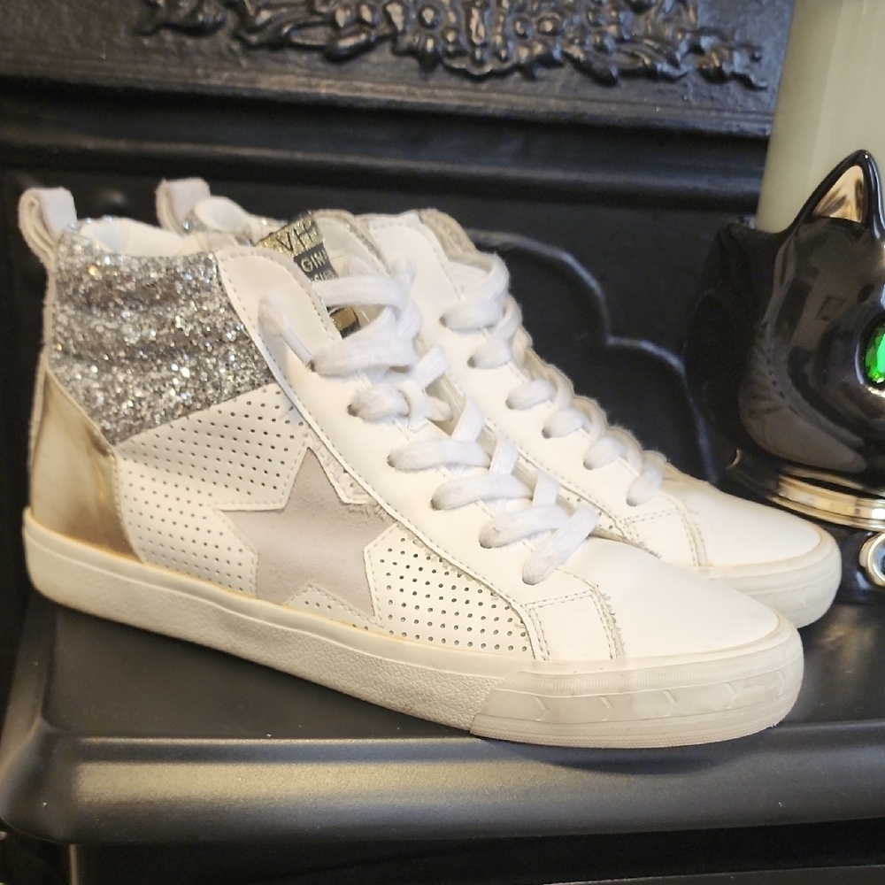 Vintage Havana Lester 1954 White Distressed High Top Sneakers Size 8.5